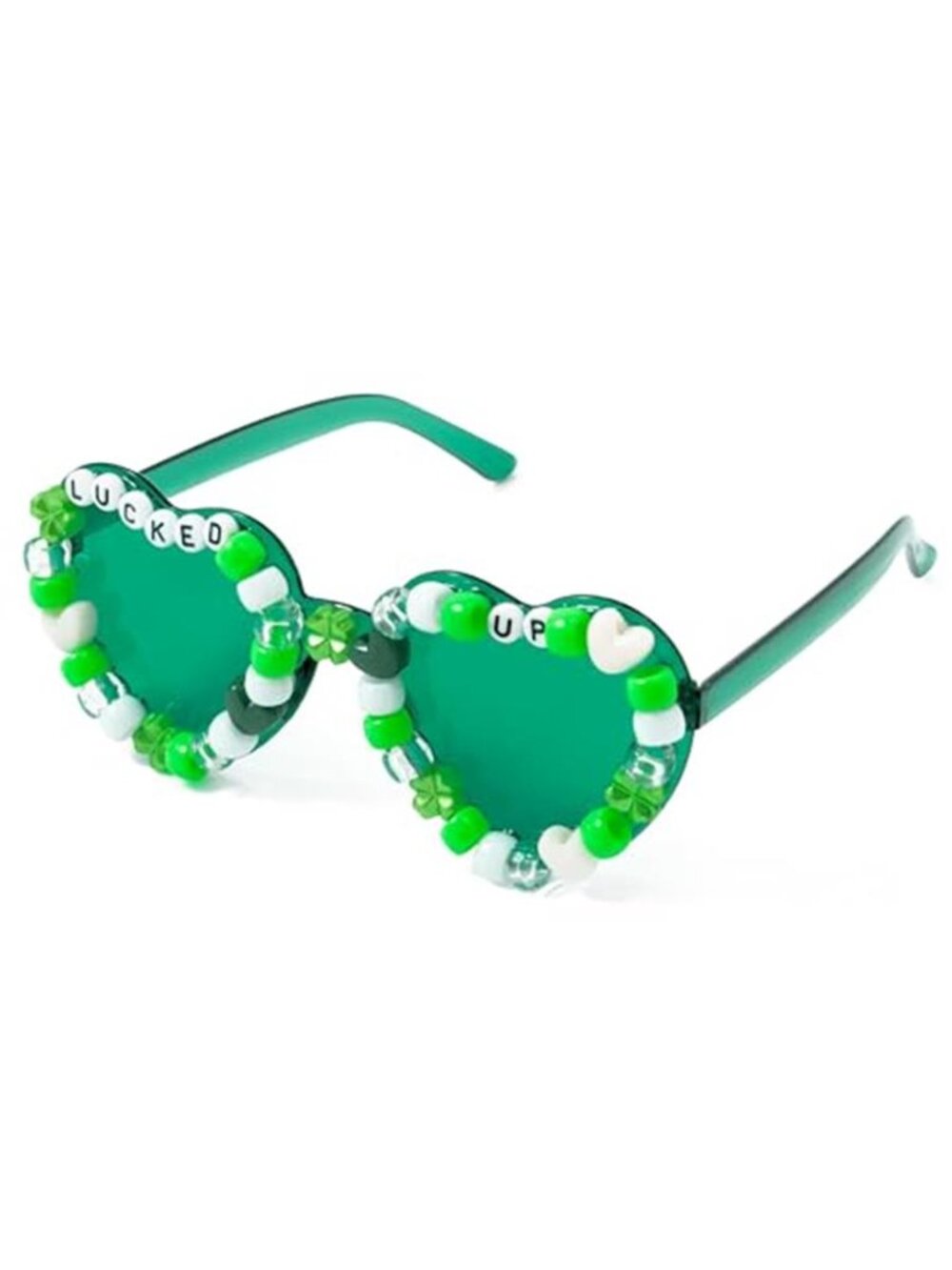 St. Patrick's Day Lucked Up Sunglasses - Green Shamrock Irish Beads